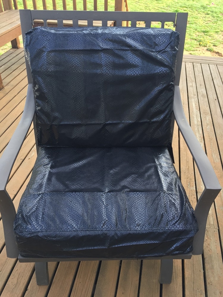 OctoRose Leather Look and Solid Micro Suede Reversible 3 Side Zipper Patio Chair Back and Seat Cushion Cover  20x25" 24x25"