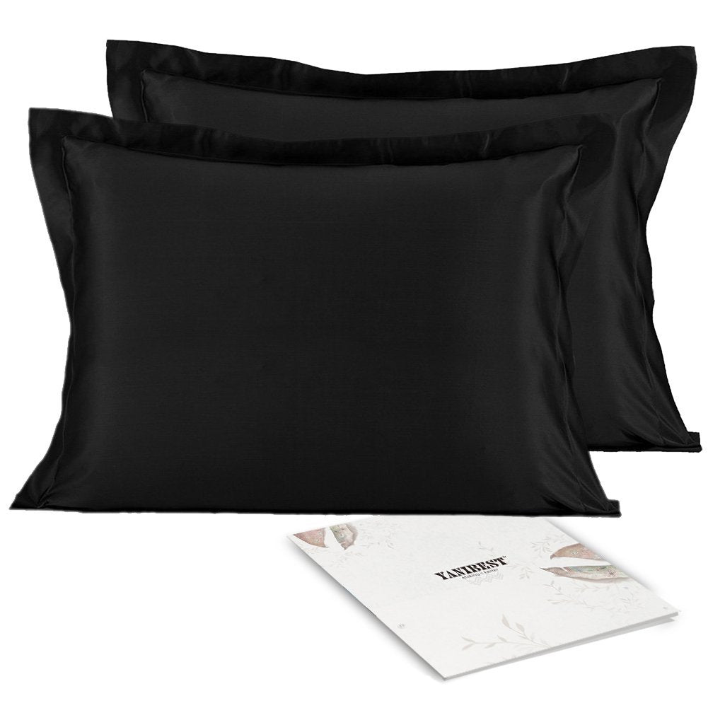OctoRose Queen Size Set of 2 Zipper Enclosure Super Strong and Durable Pillow Case/Protector/Cover/Pillowcase Silky Satin Less Wrinkle Smooth Feeling