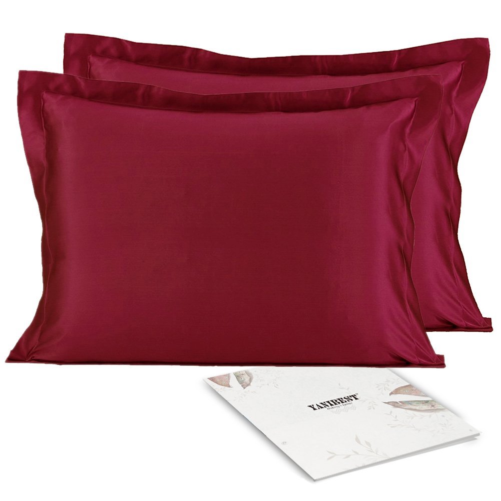 OctoRose Queen Size Set of 2 Zipper Enclosure Super Strong and Durable Pillow Case/Protector/Cover/Pillowcase Silky Satin Less Wrinkle Smooth Feeling