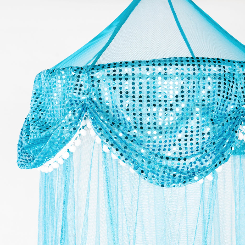 OctoRose Large Hoop Sequins Valance Bed Canopy Mosquito Net Elegant  Screen Netting fit Crib Twin, Full, Queen, King or Cal king size Bed
