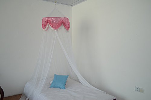 OctoRose Large Hoop Sequins Valance Bed Canopy Mosquito Net Elegant  Screen Netting fit Crib Twin, Full, Queen, King or Cal king size Bed