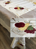 OctoRose High Quality Elegant Artex style embroidery plus trim lace based Table cloth / table cover / table linen 72x108"