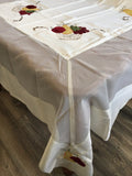 OctoRose High Quality Elegant Artex style embroidery plus trim lace based Table cloth / table cover / table linen 72x90"