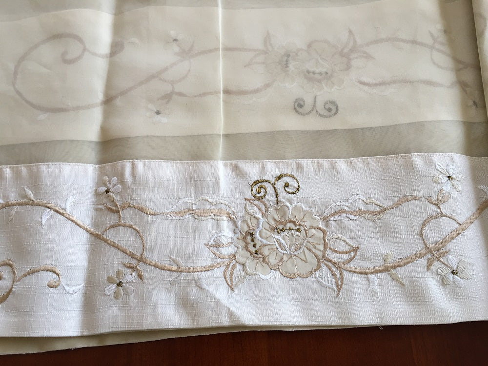 OctoRose High Quality Elegant Artex style embroidery plus trim lace based Table cloth / table cover / table linen 72x108"