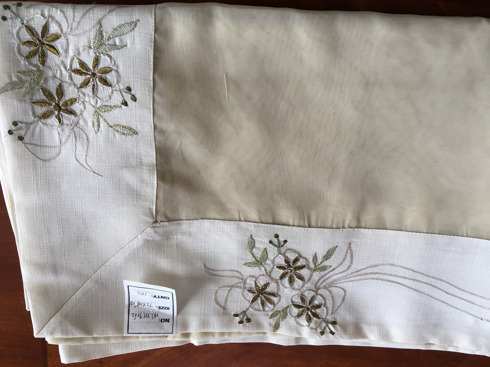 OctoRose High Quality Elegant Artex style embroidery plus trim lace based Table cloth / table cover / table linen 72x108"
