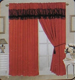 OctoRose Pair of Zebra Printing Short Fur Red Window Curtain/Drapes/Panels with Sheer Linen Valance and Tieback
