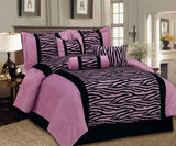 OctoRose Queen Size Micro Fiber Short Fur Velvet Alike Zebra Pattern Super Soft Comforter Set